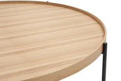 Miliboo Runder Couchtisch aus hellem Holz und schwarzem Metall D90 cm BASSY* Couchtische