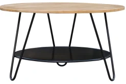 Miliboo Runder Couchtisch aus massivem Mangoholz und schwarzem Metall PRIYA* Couchtische