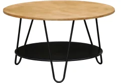 Miliboo Runder Couchtisch aus massivem Mangoholz und schwarzem Metall PRIYA* Couchtische