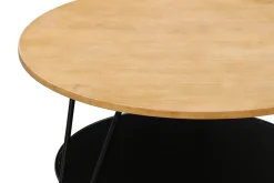 Miliboo Runder Couchtisch aus massivem Mangoholz und schwarzem Metall PRIYA* Couchtische