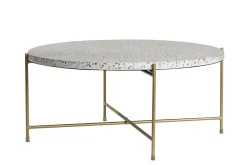 Miliboo Runder Couchtisch aus Terrazzo und goldfarbenes Metall D81 cm MEZZO* Couchtische