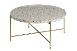 Miliboo Runder Couchtisch aus Terrazzo und goldfarbenes Metall D81 cm MEZZO* Couchtische