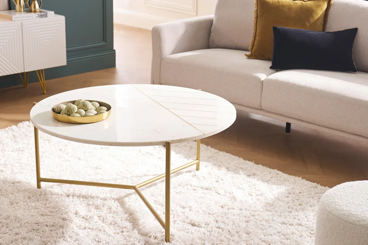 Miliboo Runder Couchtisch aus weißem Marmor SILLON* Couchtische