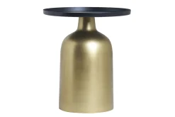 Miliboo Runder Design-Beistelltisch aus Metall goldfarben mit mattschwarzer Tischplatte RAMSES* Beistelltische