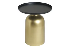 Miliboo Runder Design-Beistelltisch aus Metall goldfarben mit mattschwarzer Tischplatte RAMSES* Beistelltische