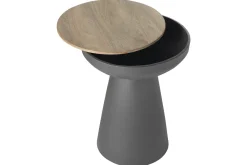 Miliboo Runder Design-Beistelltisch mit Ablage aus anthrazitgrauem Metall und massivem Mangoholz H52 cm TAM* Beistelltische