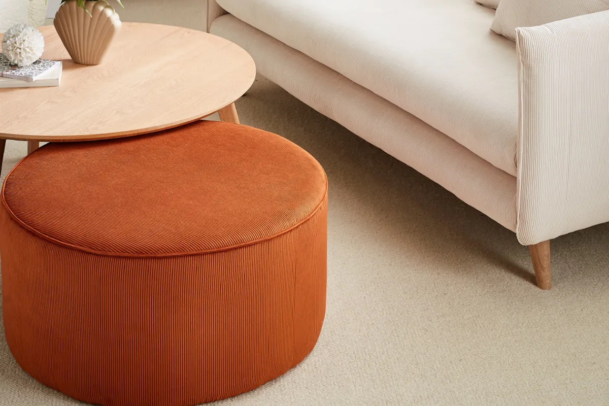 Miliboo Runder Hocker aus erdfarbenem Cord D 70 cm LOUIS* Sitzsäcke|Sitzsäcke