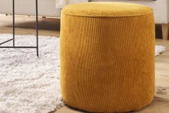 Miliboo Runder Hocker aus gelbem Cord D 40 cm LOUIS* Sitzsäcke|Sitzsäcke