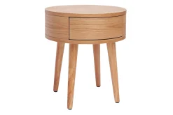 Miliboo Runder Nachttisch aus hellem Holz mit Schublade D45 cm JUDITH* Nachttische