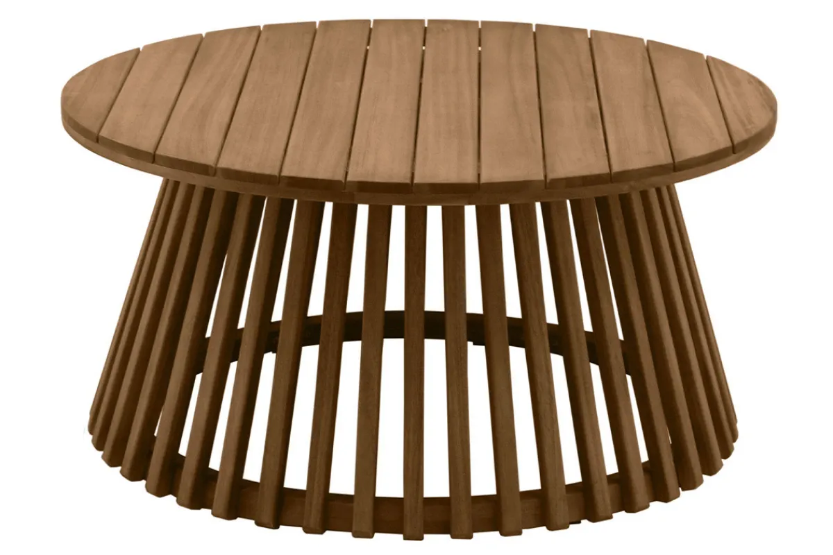 Miliboo Runder niedriger Gartentisch aus Massivholz D80 cm NASSAU* Couchtische|Gartentische