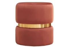 Miliboo Runder Pouf aus blauem Samt, ziegelrotem Rot und goldenem Metall D40 cm JOY* Sitzsäcke|Sitzsäcke