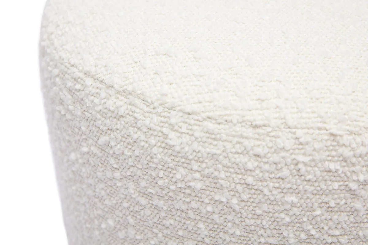Miliboo Runder Pouf aus weißem Wollbouclé-Effektstoff und goldenem Metall D40 cm AMAYA* Sitzsäcke|Sitzsäcke