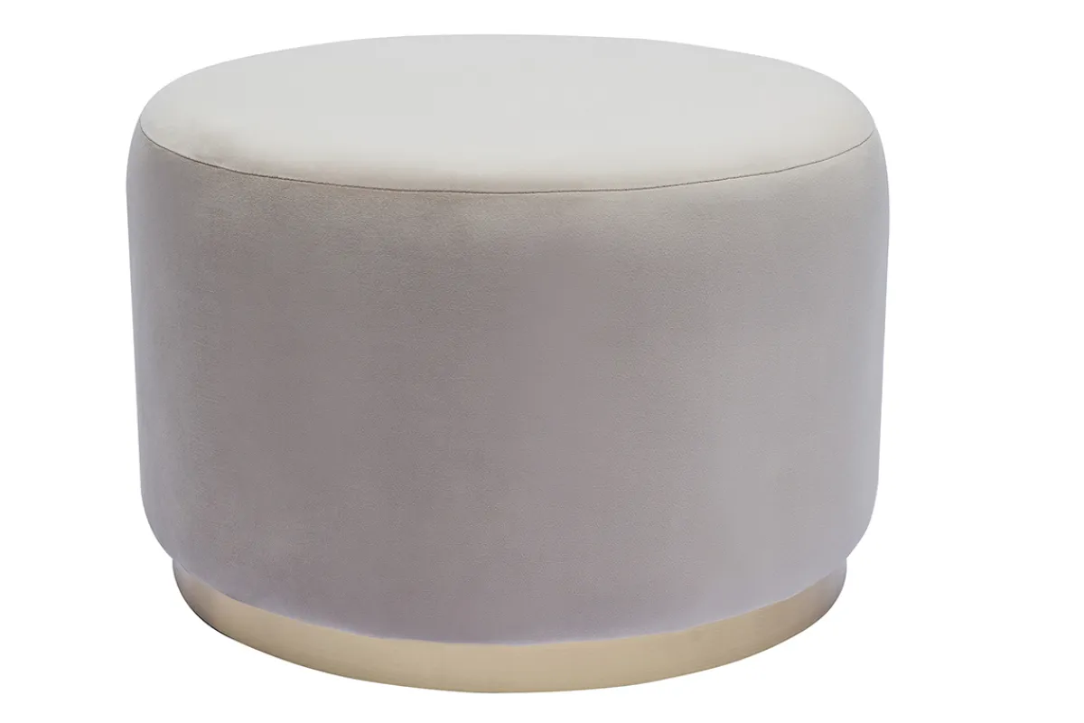 Miliboo Runder Samt- und goldenes Metallpouf in Taupe D54 cm AMAYA* Sitzsäcke|Sitzsäcke