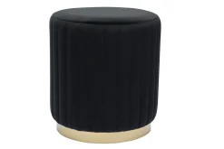 Miliboo Runder Samt- und Metallpuff in Schwarz und Gold D40 cm DONA* Sitzsäcke|Sitzsäcke