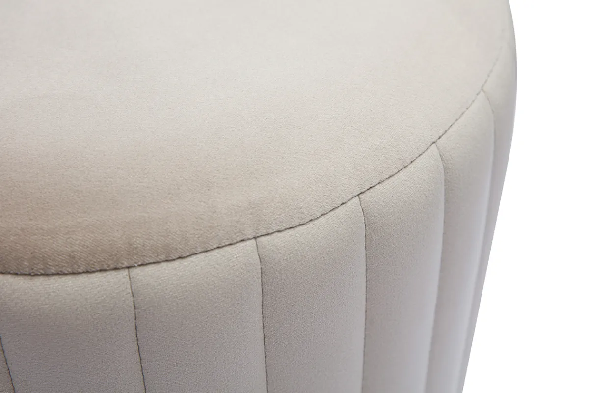 Miliboo Runder Samt-Hocker in Taupe und Gold-Metall D40 cm DONA* Sitzsäcke|Sitzsäcke