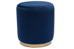 Miliboo Runder Samtpouf in Marineblau und goldener Metallstruktur D40 cm AMAYA* Sitzsäcke|Sitzsäcke