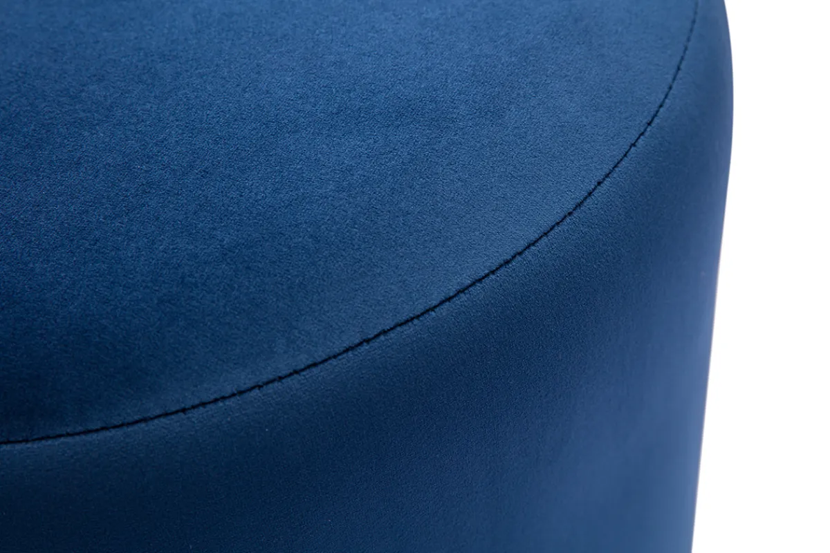 Miliboo Runder Samtpouf in Marineblau und goldener Metallstruktur D40 cm AMAYA* Sitzsäcke|Sitzsäcke