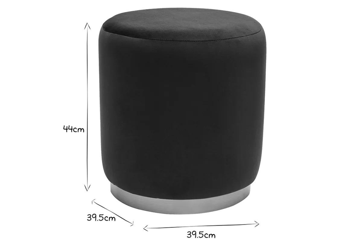 Miliboo Runder Samtpouf in Marineblau und goldener Metallstruktur D40 cm AMAYA* Sitzsäcke|Sitzsäcke