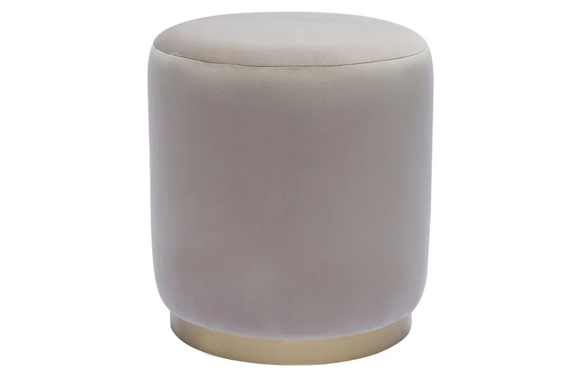 Miliboo Runder Samtpouf in Taupe und Goldmetall D40 cm AMAYA* Sitzsäcke|Sitzsäcke