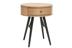 Miliboo Runder Vintage-Nachttisch aus hellem Holz, schwarzem Metall KORAL* Nachttische