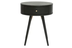 Miliboo Runder Vintage-Nachttisch aus Holz, schwarzem Metall und goldfarbenen Details KORAL* Nachttische