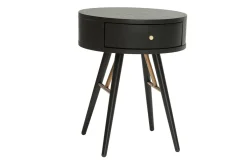 Miliboo Runder Vintage-Nachttisch aus Holz, schwarzem Metall und goldfarbenen Details KORAL* Nachttische