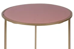 Miliboo Satztische aus roséfarbenem Glas und goldfarbenem Metall (2er-Set) JANE* Beistelltische