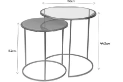 Miliboo Satztische aus roséfarbenem Glas und goldfarbenem Metall (2er-Set) JANE* Beistelltische