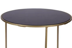 Miliboo Satztische aus schwarz getöntem Glas und goldfarbenem Metall (2er-Set) JANE* Beistelltische