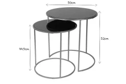Miliboo Satztische aus schwarz getöntem Glas und goldfarbenem Metall (2er-Set) JANE* Beistelltische