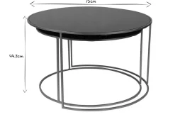 Miliboo Satztische mit goldfarbenem Fuß und schwarz getönter Glasplatte (2er-Set) ROXO* Couchtische