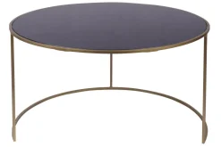 Miliboo Satztische mit goldfarbenem Fuß und schwarz getönter Glasplatte (2er-Set) ROXO* Couchtische
