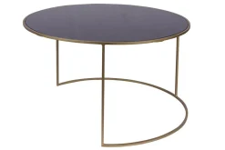 Miliboo Satztische mit goldfarbenem Fuß und schwarz getönter Glasplatte (2er-Set) ROXO* Couchtische