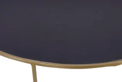 Miliboo Satztische mit goldfarbenem Fuß und schwarz getönter Glasplatte (2er-Set) ROXO* Couchtische