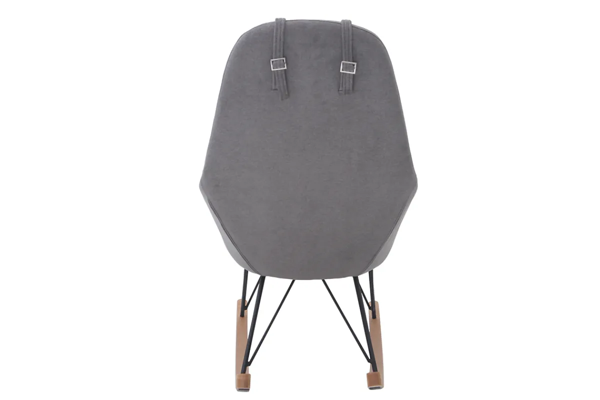 Miliboo Schaukelstuhl aus Stoff Samt Grau Beine Metall und Holz JHENE* Design-sessel|Schaukelstühle