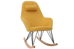 Miliboo Schaukelstuhl Kind Stoff Gelb Beine Metall und Holz JHENE* Design-sessel|Schaukelstühle