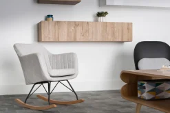 Miliboo Schaukelstuhl skandinavisch Stoff Blaugrün ALEYNA* Design-sessel|Schaukelstühle