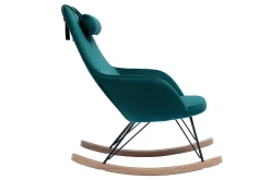 Miliboo Schaukelstuhl skandinavisch Samt Petrolblau JHENE* Design-sessel|Schaukelstühle