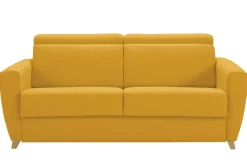 Miliboo Schlafcouch mit verstellbaren Kopfstützen Gelb mit 13 cm Matratze 3-Sitzer GOYA* Schlafsofas