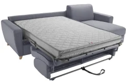 Miliboo Schlaf-Ecksofa mit Stauraum 4-Sitzer grauer Stoff und helles Holz anpassbar GRAHAM* Schlafsofas|Ecksofas