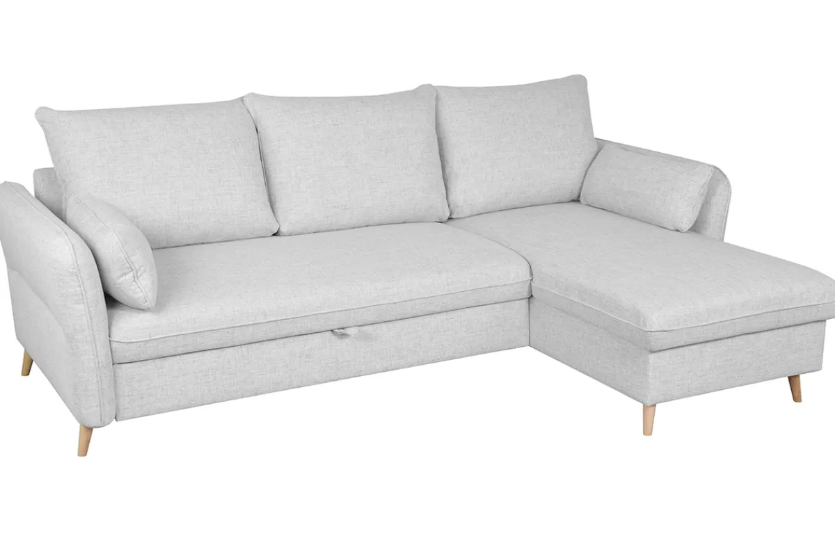 Miliboo Schlaf-Ecksofa rechts mit Stauraum hellgrau DRISS* Schlafsofas|Ecksofas