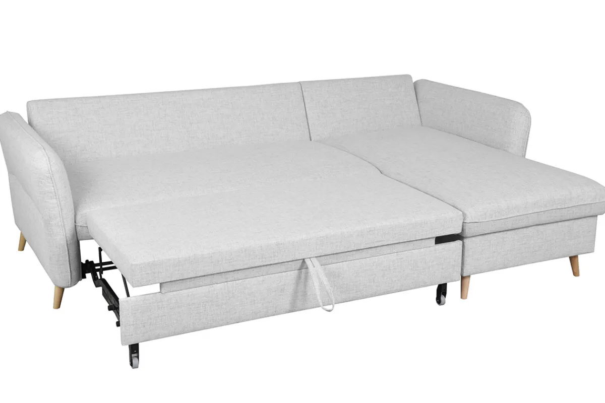 Miliboo Schlaf-Ecksofa rechts mit Stauraum hellgrau DRISS* Schlafsofas|Ecksofas