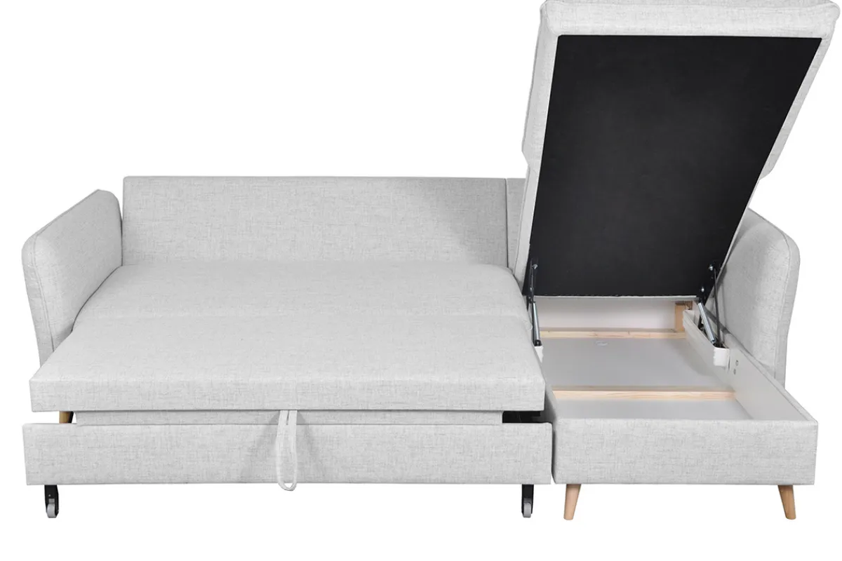 Miliboo Schlaf-Ecksofa rechts mit Stauraum hellgrau DRISS* Schlafsofas|Ecksofas