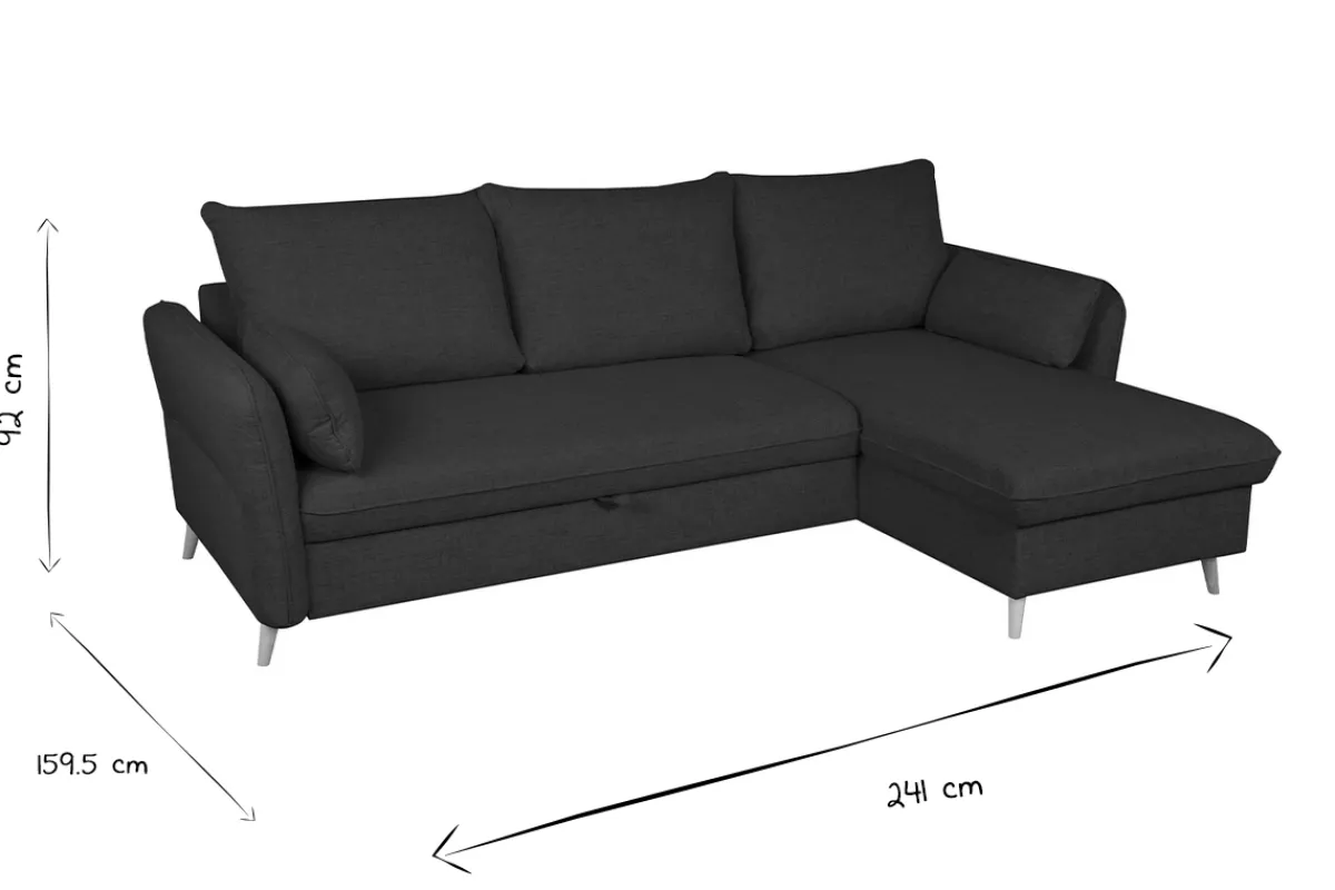 Miliboo Schlaf-Ecksofa rechts mit Stauraum hellgrau DRISS* Schlafsofas|Ecksofas