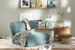 Miliboo Schlafsessel aus Cord in hellem Grünblau 1-Sitzer SPENCER* Schlafsessel