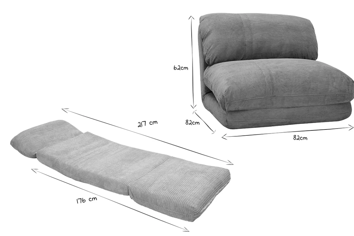 Miliboo Schlafsessel aus Cord in hellem Grünblau 1-Sitzer SPENCER* Schlafsessel