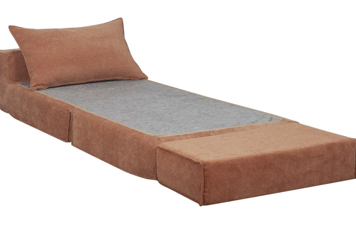 Miliboo Schlafsessel aus terracotta Stoff mit Samteffekt 1-Sitzer VICTOR*Kinder Schlafsessel|Kinderbetten