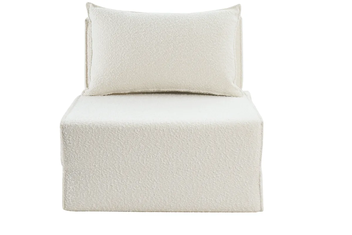Miliboo Schlafsessel aus weißem Stoff mit Bouclé-Wolleffekt 1-Sitzer VICTOR*Kinder Schlafsessel|Kinderbetten
