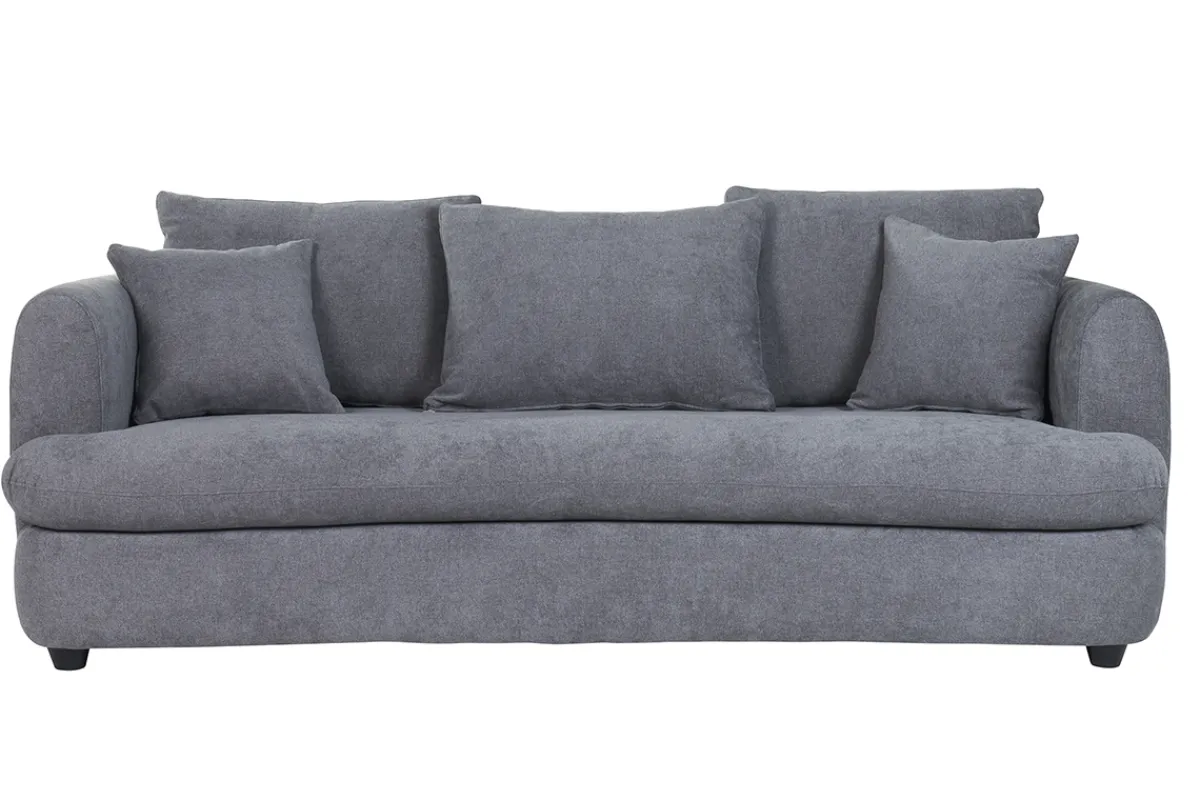 Miliboo Schlafsofa 3-4 Sitzer in grauem Stoff mit Samteffekt und abziehbarem Bezug SACHA* Schlafsofas