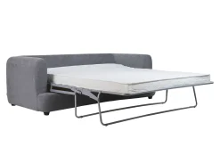 Miliboo Schlafsofa 3-4 Sitzer in grauem Stoff mit Samteffekt und abziehbarem Bezug SACHA* Schlafsofas